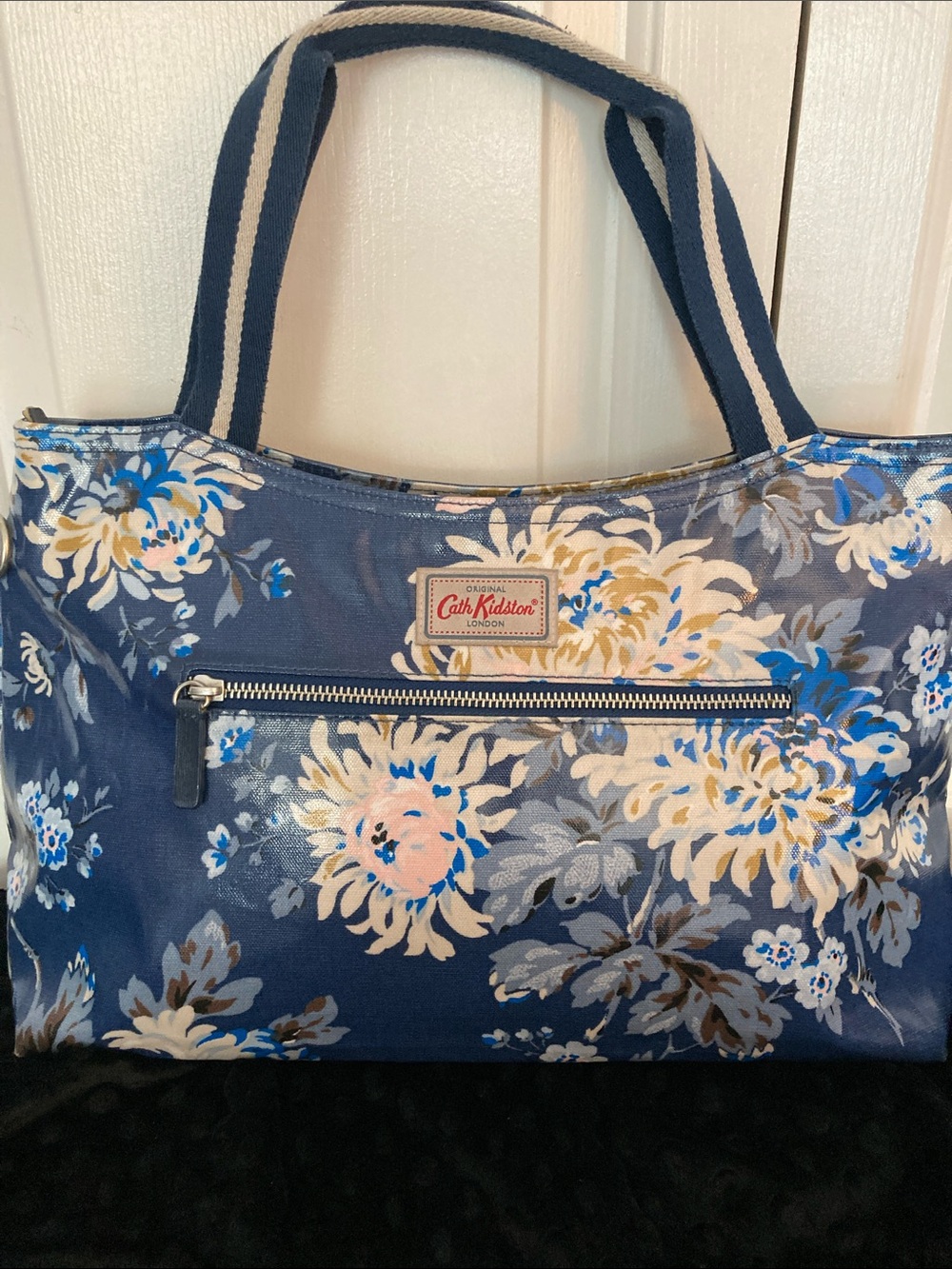 Cath Kidston Navy Floral Tote with Cream and Blush Accents